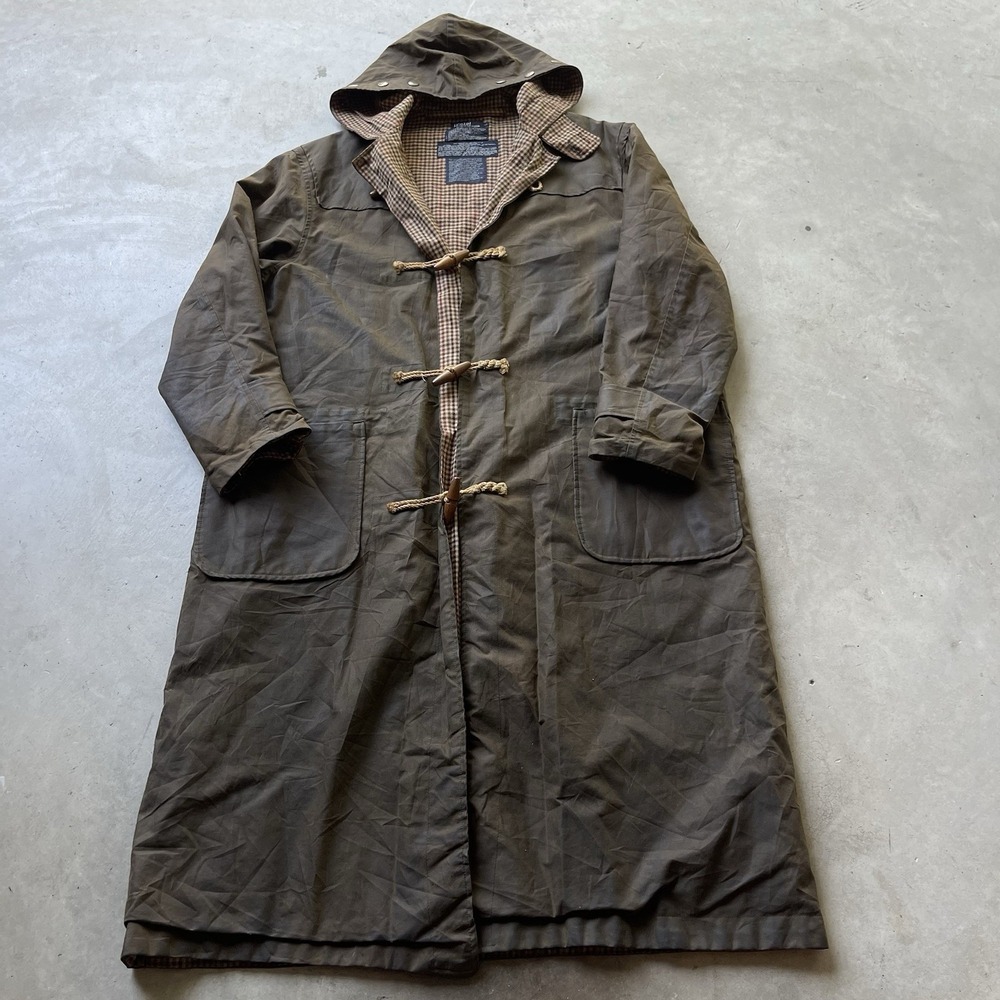 Vintage‎ Polo Ralph Lauren Duffle Coat Vintage Brown Oil Tin Cloth Waxed Large